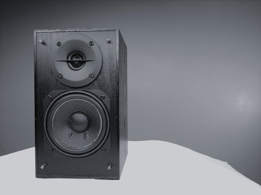 Bookshelf speaker on a white ledge